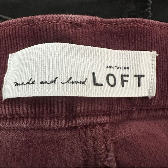 Loft modern skinny wine colored corduroy pants size 26/2 - Picture 5 of 7